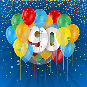 Happy 90th Birthday / Anniversary card with balloons photo