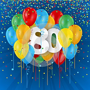 Happy 80th Birthday / Anniversary card with balloons photo