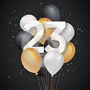 Happy 23th birthday balloons greeting card background. photo