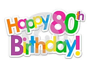HAPPY 80th BIRTHDAY! colorful stickers