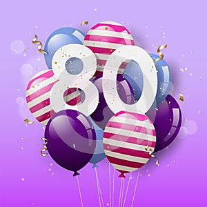 Happy 80th birthday greeting card with balloons. photo