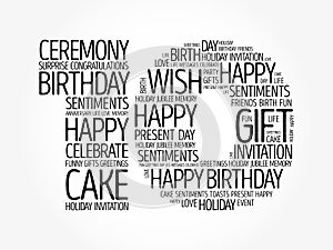 Happy 10th birthday word cloud, holiday concept background