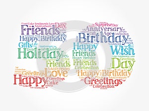 Happy 50th birthday word cloud, holiday concept background