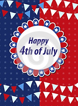 Happy 4th july greeting card, poster. American Independence Day template for your design. Vector illustration