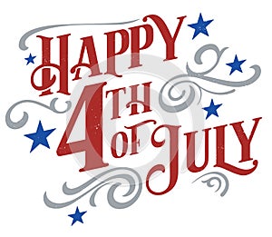 Happy 4th of July Independence Day Text Banner