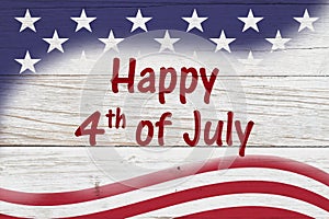 Happy 4th of July message with USA flag stars and stripes photo