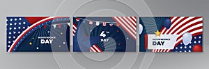 Happy 4th of July USA Independence Day background with American national flag. Universal US American banner. Vector illustration.