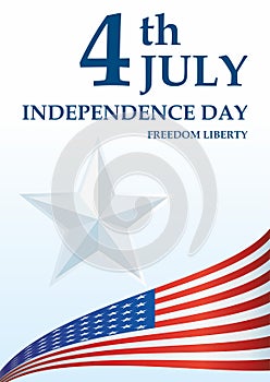 Happy 4th Of July USA Independence Day, 4th of july greeting card with United States national flag.