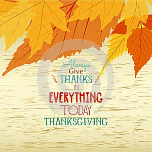 Happy thankgiving with leaves greeting card