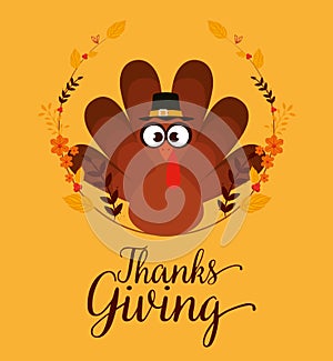 Happy thanks giving card with turkey