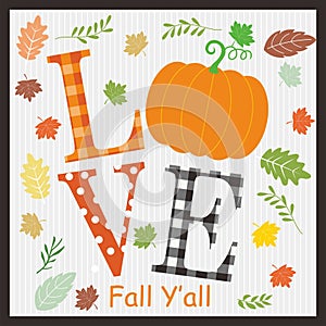 Happy thanks giving day design with pumpkin and love letter