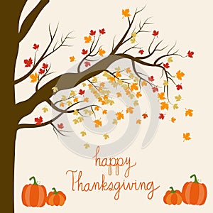 Happy Thanks giving with pumpkins hand lettering fonts vector. i