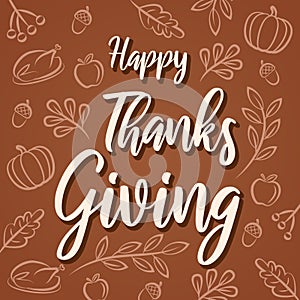 Happy Thanks Giving. Simple Thanksgiving card. Vector design.