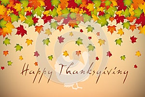 Happy Thanksgiving. Background from autumn leaves