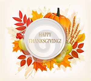Happy Thanksgiving background with colorful autumn leaves