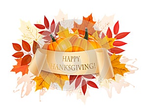 Happy Thanksgiving background with colorful autumn leaves