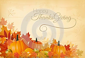 Happy Thanksgiving Background with colorful leaves