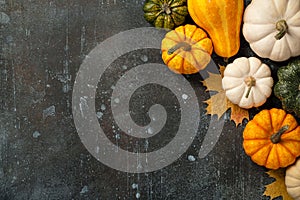 Happy Thanksgiving background with decorative pumpkins