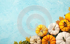 Happy Thanksgiving background with decorative pumpkins