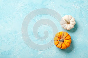 Happy Thanksgiving background with decorative pumpkins