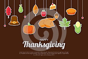 Happy thanksgiving background with flat icon.