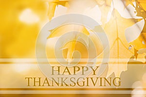 Happy Thanksgiving banner, Autumn blur background