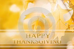 Happy Thanksgiving banner, Autumn blur background