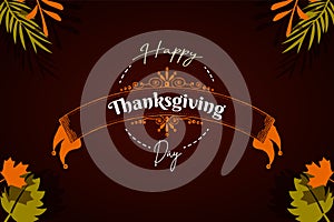 Happy Thanksgiving banner with autumn leaves background