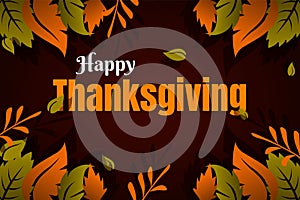 Happy Thanksgiving banner with autumn leaves background