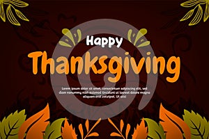 Happy Thanksgiving banner with autumn leaves background