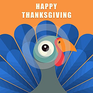 Happy thanksgiving banner. Cartoon turkey bird. Vector background