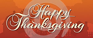 Happy Thanksgiving Banner with Farm Scene