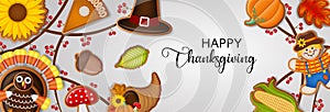 Happy thanksgiving banner with gingerbread cookies