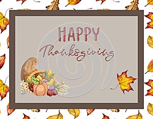 Happy Thanksgiving Bountiful Cornucopia Basket