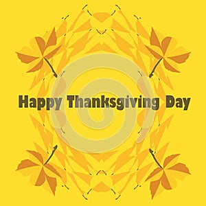 Happy thanksgiving card with decorative wreath. colorful design.