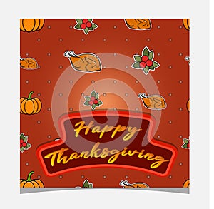 Happy Thanksgiving Card Design. Template Greeting Card, Poster, Flyer and Invitation.