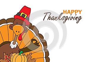 Happy Thanksgiving card. Funny turkey