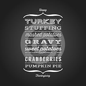 Happy Thanksgiving card with menu
