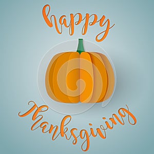 Happy thanksgiving card with paper cut style pumpkins