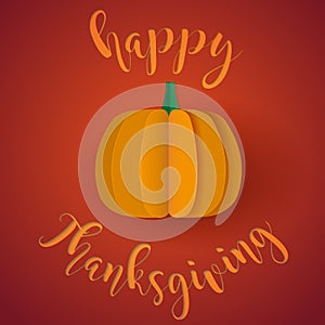 Happy thanksgiving card with paper cut style pumpkins