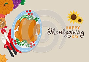 Happy thanksgiving card. Thanksgiving table