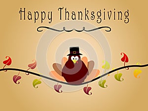 Happy thanksgiving card with turkey