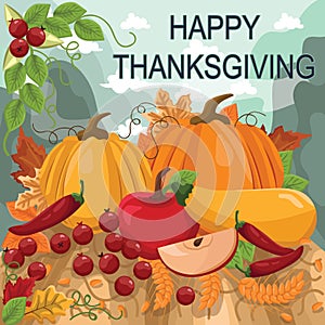 happy thanksgiving card. Vector illustration decorative design