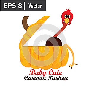 Happy Thanksgiving,Cartoon turkey cute for greeting card, poster or flyer for holiday. Thanksgiving turkey cute. Vector illustrati