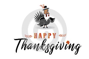 Happy Thanksgiving cute cartoon turkey card vector image