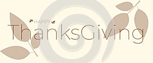 Happy thanksgiving day with autumn leaves. Hand drawn text lettering for Thanksgiving Day. Vector illustration. Script