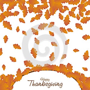 Happy Thanksgiving day background. Autumn falling leaves card. Vector thanksgiving illustration.
