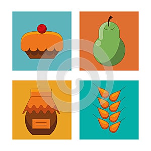 Happy thanksgiving day card with bundle icons