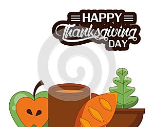 Happy thanksgiving day card with delicious food
