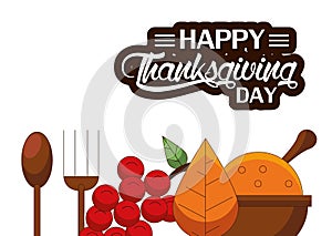 Happy thanksgiving day card with delicious food